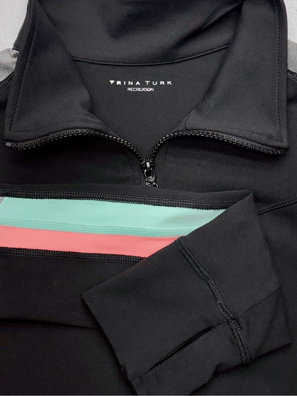 Trina Turk Recreation Jacket Women’s M Black Colorblock Athletic Zip USA